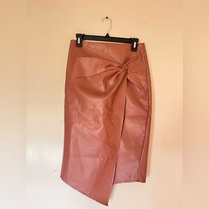 Pink Lily Faux Leather Twist Skirt